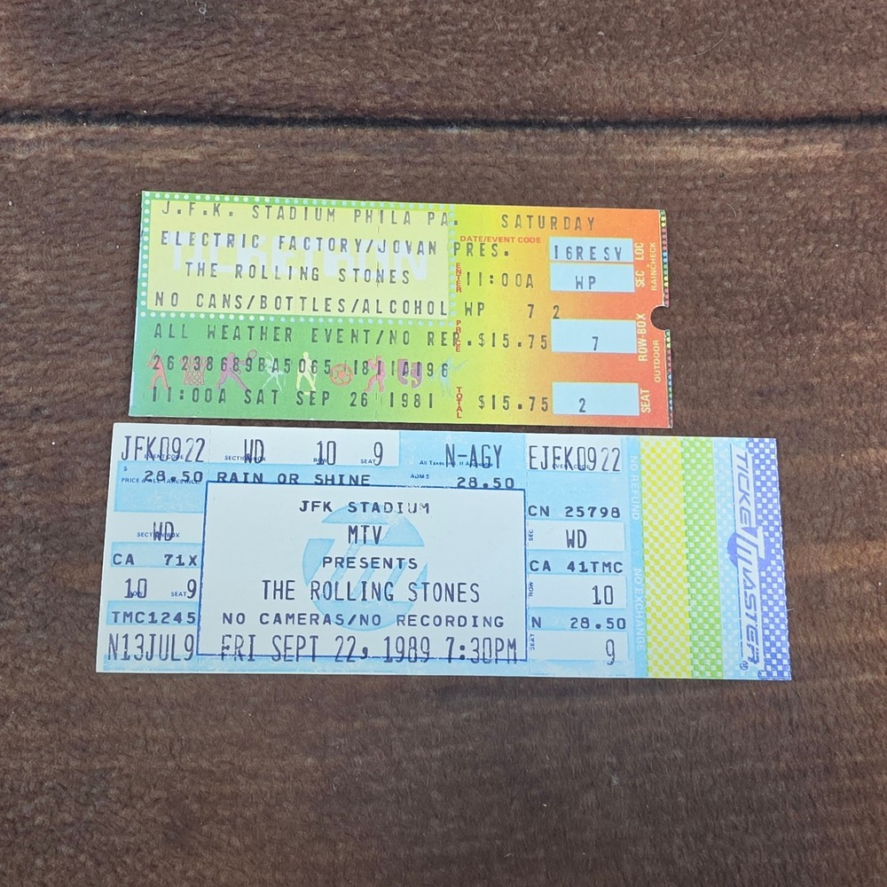 The Rolling Stones Ticket Stubs JFK Stadium 1981 1989 Philadelphia Excellent Set